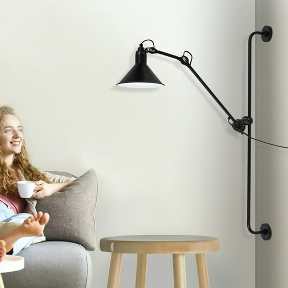 Wall-mounted Rotatable Design Swing Arm Wall Lamp, Black Wall Lighting for Bedroom, Bedside Lamp With A Lighting Area Of 32.3-86.1ft²