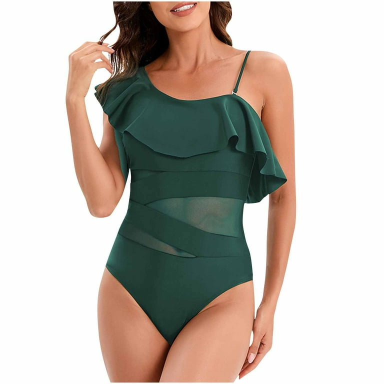Ofreoo One Piece Swimsuit Women Tie Side High Cut Bathing