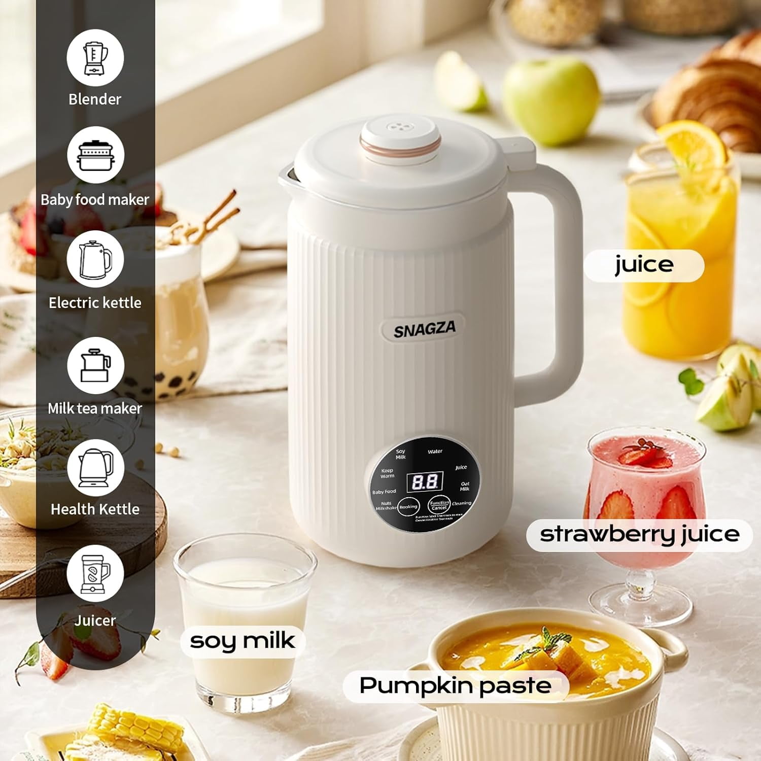 High-speed blender. 8-In-1 Multifunctional Nut And Milk Maker, 12-Hour Timer/6-Hour Keep-Warm Function, One-Button Self-Cleaning. For Making Almond Milk, Oat Milk, Soy Milk, Smoothies, and Juices.