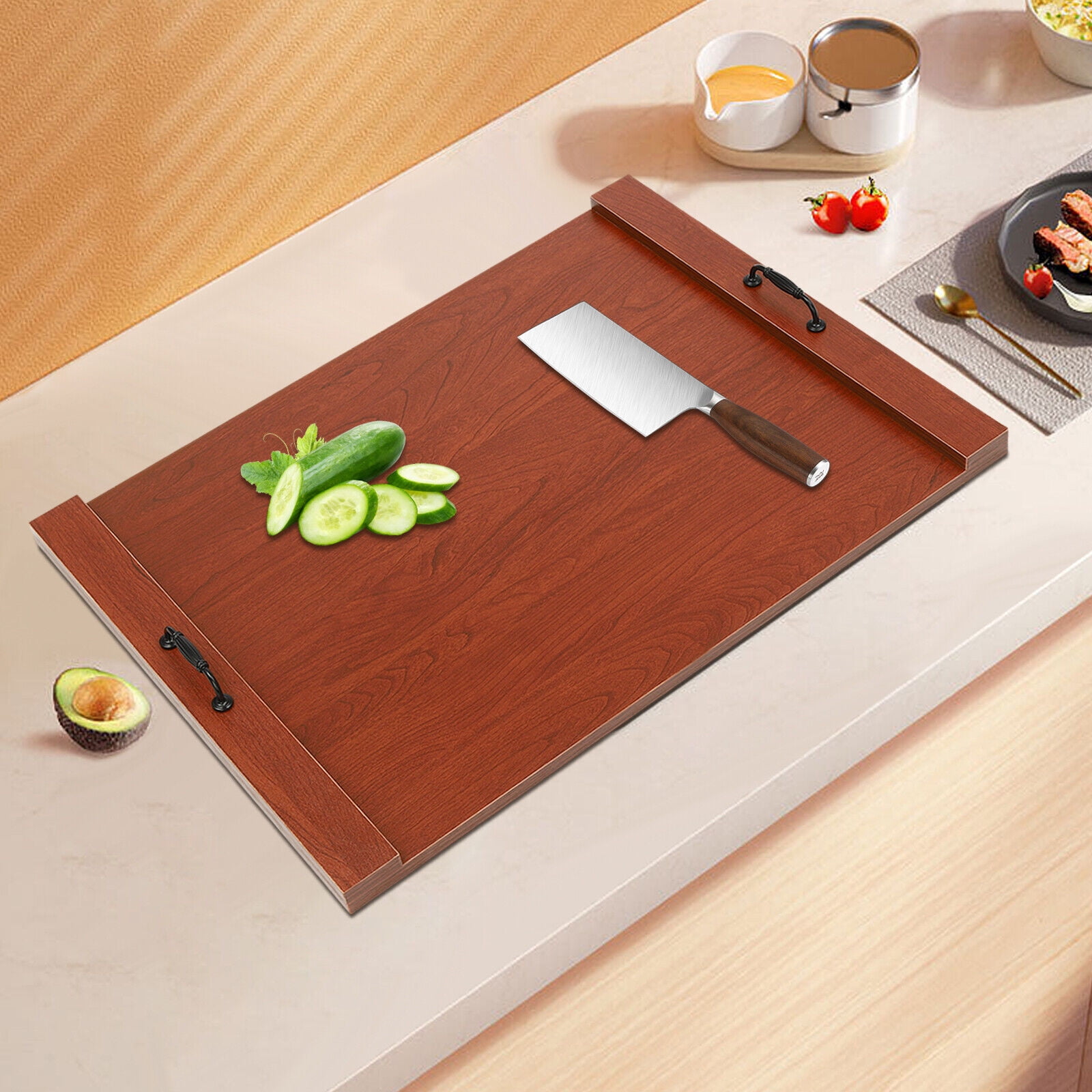Fichiouy Wooden Stove Top Cover Board with Handles for Electric Stove and Gas Stove