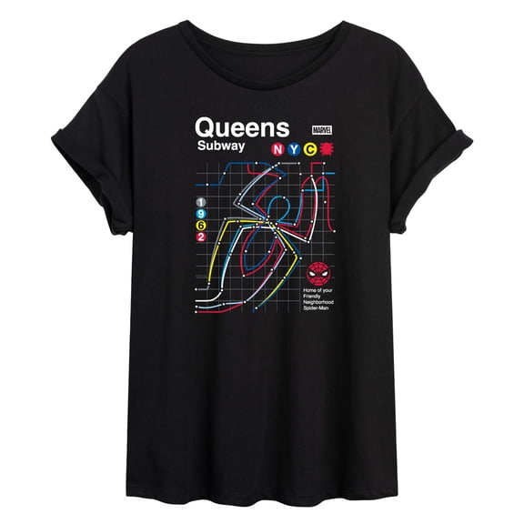 Spider-Man - Queens Subway - Juniors Oversized Graphic T-Shirt