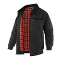 thumbnail image 5 of Dagegui Mens Quilted Jackets Plaid Lined Winter Warm Coats Full Zip Up Long Sleeve Turndown Collared Jacket Outdoor Hiking Active Outerwear with Pockets Black M, 5 of 9