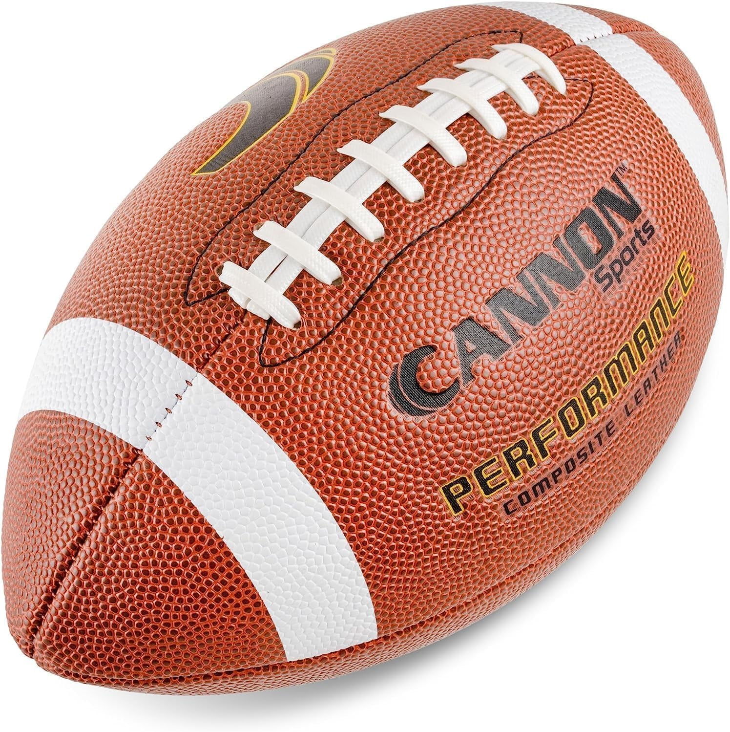 Cannon Sports Official Size Football - Composite Leather Football with Extra Grip & Durable Construction for All-Weather Play – Regulation Size Ball with Pump (Orange/White, Official)