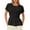 Black, variant on Solid Color Minimalist Fashion Pleated Round Neck Top For Women
