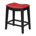 thumbnail image 4 of Emerald Home Briar Traditional Red 24" Bar Stool with Faux Leather Saddle Seat And Nailhead Trim, Set of Two, 4 of 5