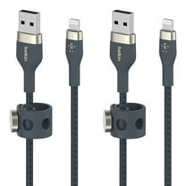 Belkin BoostCharge Pro Flex Braided USB Type A to Lightning Cable 2M/6.6FT, MFi Certified Charging Cable for iPhone 13, 12, 11, Pro, Max, Mini, SE, iPad and More, 2-Pack, Blue