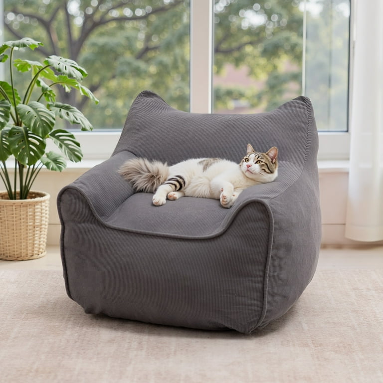 LUSIMO Kids Bean Bag Chair, Soft Memory Foam Sofa with Cat-Ear