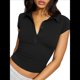 thumbnail image 2 of de Corta con Cuello en V y Botones para Mujer Negro L, 2 of 8