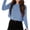 Blue, variant on Women Long Sleeve Crop Tops Loose Crew Neck Drop Shoulder Casual Basic Tees