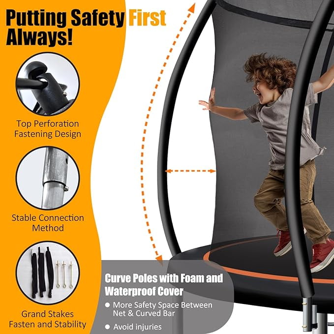10/12/14/16FT Outdoor Recreational Backyard Heavy Duty Trampoline with Safety Enclosure Net，big trampoline for Kids and Adults,black，green