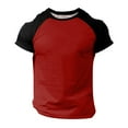 thumbnail image 4 of Big and Tall Shirts for Men Fashion Casual Color Matching Round Neck Short Sleeved T Shirt Large Tall Mens Shirts Soft T Shirt Pack for Men Plain Large Mens Medium M, 4 of 5