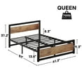 thumbnail image 2 of 700 lbs Metal Platform Bed with Wood Headboard and Footboard, 14 Inch Industrial Rustic Frame with Underbed Storage, No Box Spring Needed, Full Queen King, 2 of 6