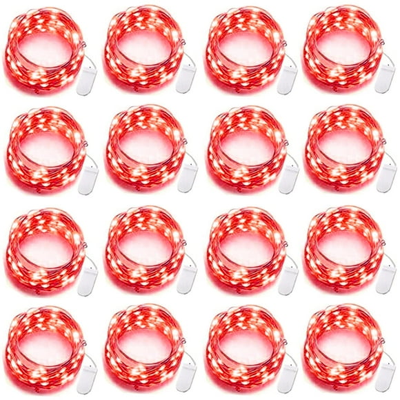 Batería LED String Lights SOCO de alambre de cobre de 3 m, paquete de 16