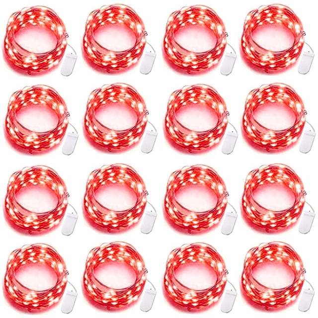 Batería LED String Lights SOCO de alambre de cobre de 3 m, paquete de 16