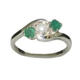 thumbnail image 1 of LBG British Made 18k White Gold Cultured Pearl & Emerald Womens Trilogy Ring - 33 size options - Size 11, 1 of 6