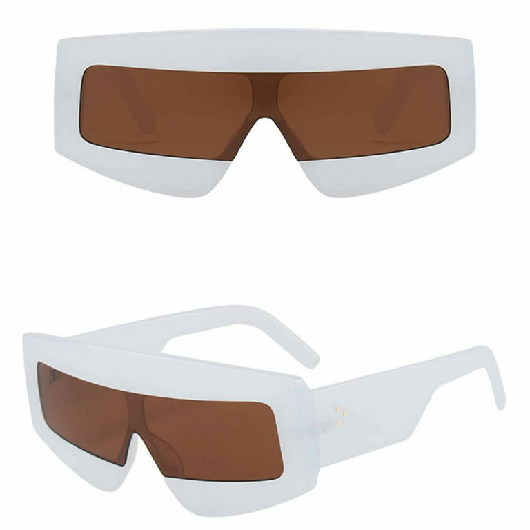 Super Cool Futuristic Sci-Tech Sunglasses Anti-UV Block Glare Shatterproof  Sunglasses for Cosplay Themed Party Show White Deep Tea