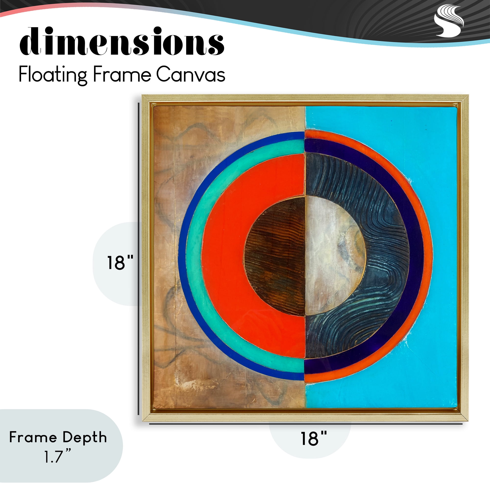 Stupell Industries Red Arc Summer Circle Gold Framed Floater Canvas Wall Art, design by Matthew Finger