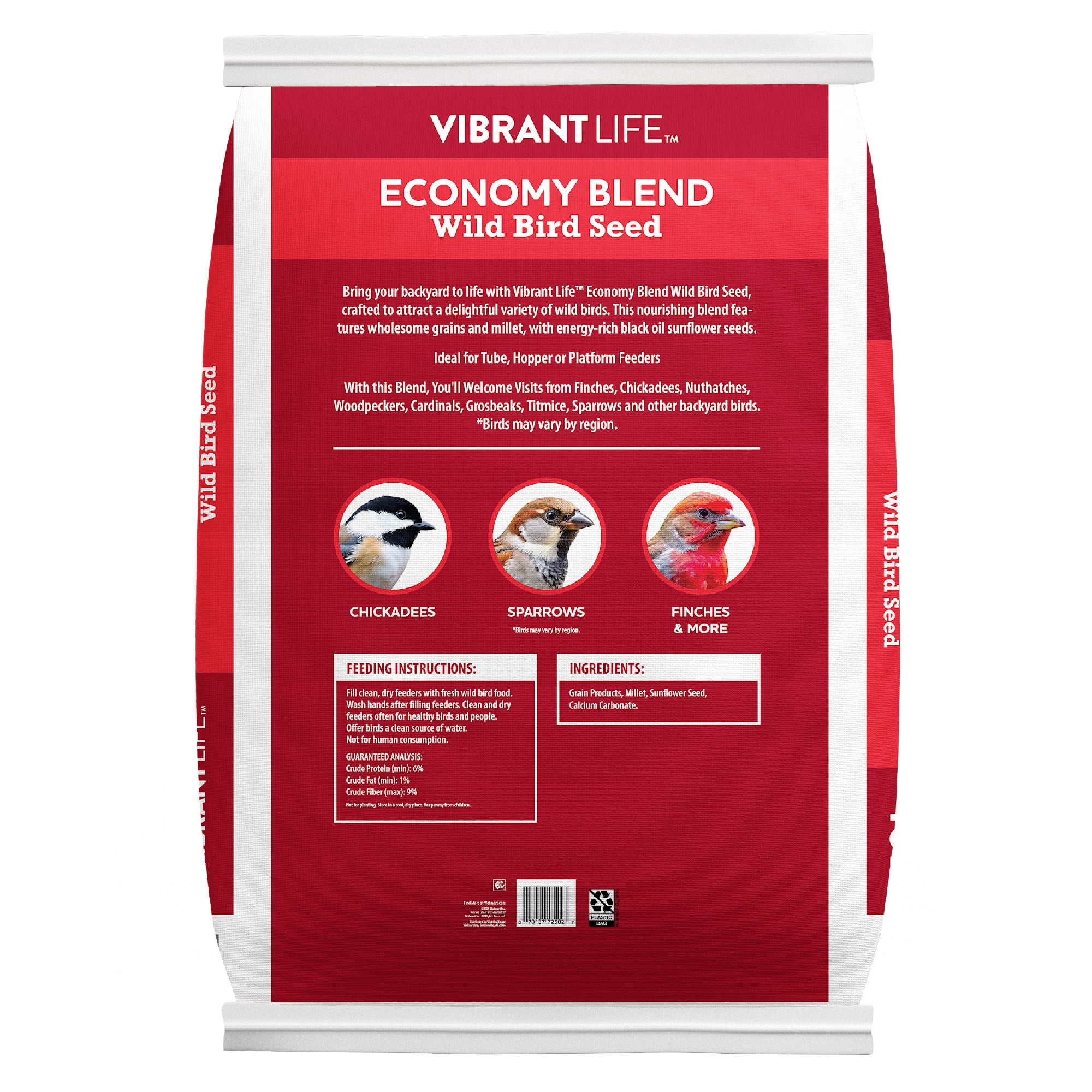 Vibrant Life Wild Bird Seed, Economy Blend, 40 lb Bag