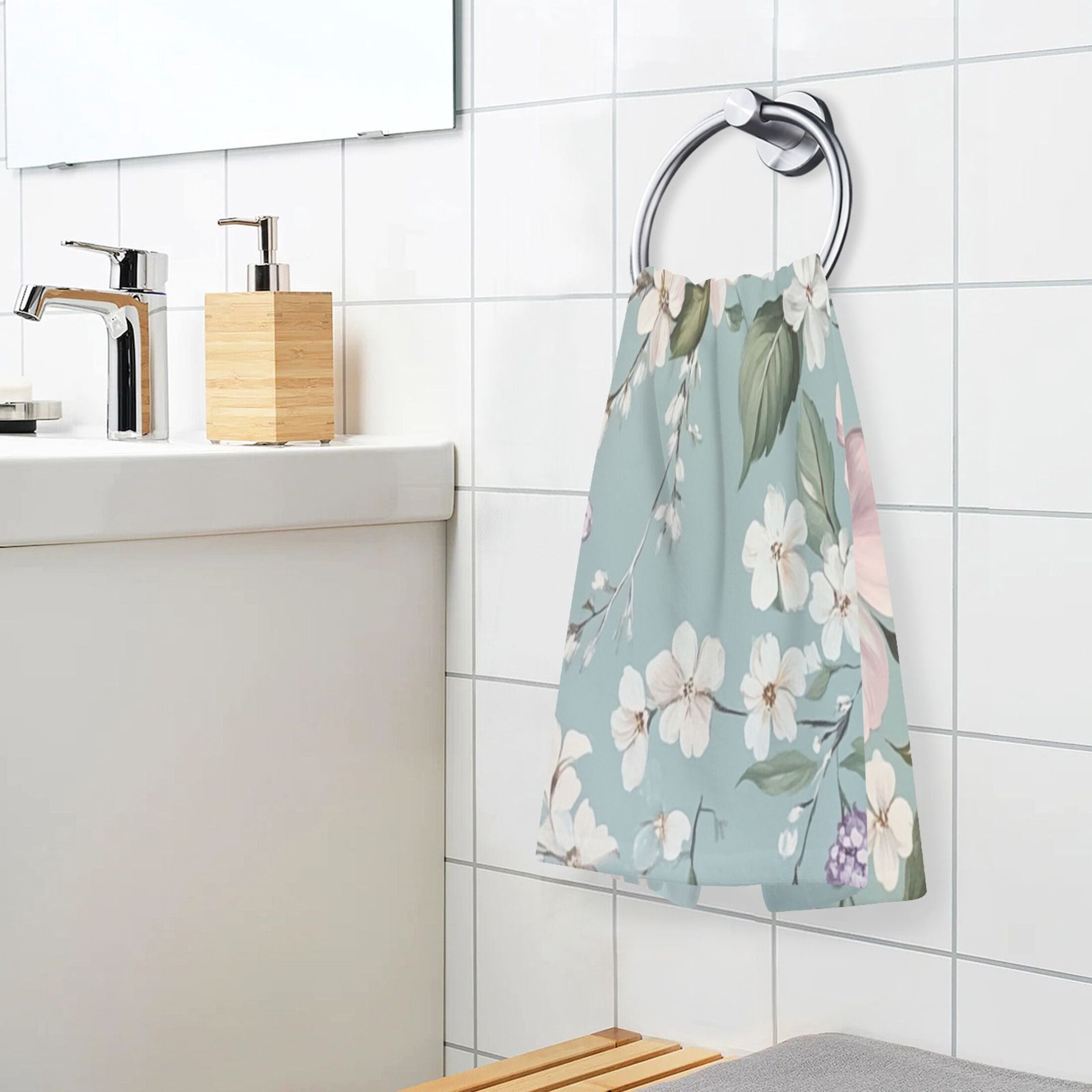 Cotton Towel Two-Piece 16x28 Inch One Sizex2 Face Towel Set Towel Set Cotton Hand Bath Towel Bathroom Beach Colorful Flower