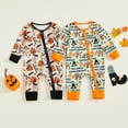 thumbnail image 4 of CAIVO Boys Thanksgiving Romper Long Sleeve Jumpsuit Zip Up Baby Onesie With Cute Pumpkin Letter Print Soft Comfortable Clothes Boho Child One-Pieces, 4 of 9