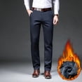 thumbnail image 5 of Pantalones casuales de lana de invierno para hombre, pantalones elásticos de lyocell rectos clásicos y cálidos y gruesos para negocios, ropa de marca, negro y azul, 5 of 5