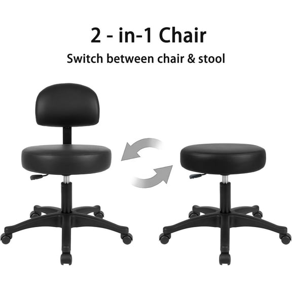 Take Ur Seat® Economical Multi-Purpose Medical SpaChair Stool with Adjustable seat and back height. Comfortable thick seat padding Easy to clean. (Table Height Black)