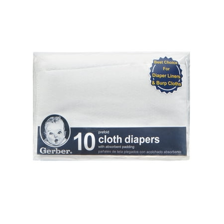 Gerber Birdseye Prefold Birdseye Reusable Cloth Diaper with Absorbent Pad,