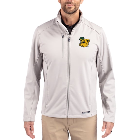 Men's Cutter & Buck Gray Baylor Bears Evoke Eco Softshell Recycled Full-Zip Jacket
