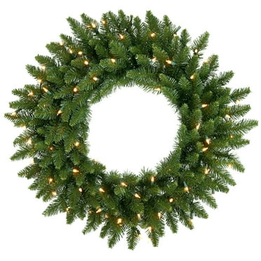 Vickerman 20" Camdon Fir Artificial Christmas Wreath, Clear Dura-lit Incandescent Mini Lights - Faux Holiday Wreath - Indoor Seasonal Home Decor