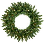 Angle View: Vickerman Fir Prelit Clear Incandescent Electric Christmas Wreath, 30.0" (Green)
