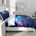 thumbnail image 4 of TeasBank 3D Printing Luminous Jellyfish Comforter Cover Wonderland Theme Full Duvet Cover Set Rose and Jellyfish Room Decor 1 Quilt Cover With 2 Pillow Cases(No Comforter), 4 of 4