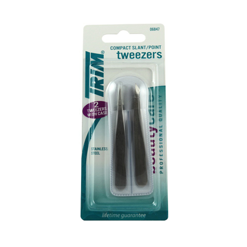 Trim Beauty Care Duo Compact Slant/Point Tweezers 1 Ea, 3 Pack