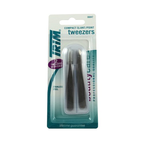 Trim Beauty Care Duo Compact Slant/Point Tweezers 1 Ea, 3 Pack