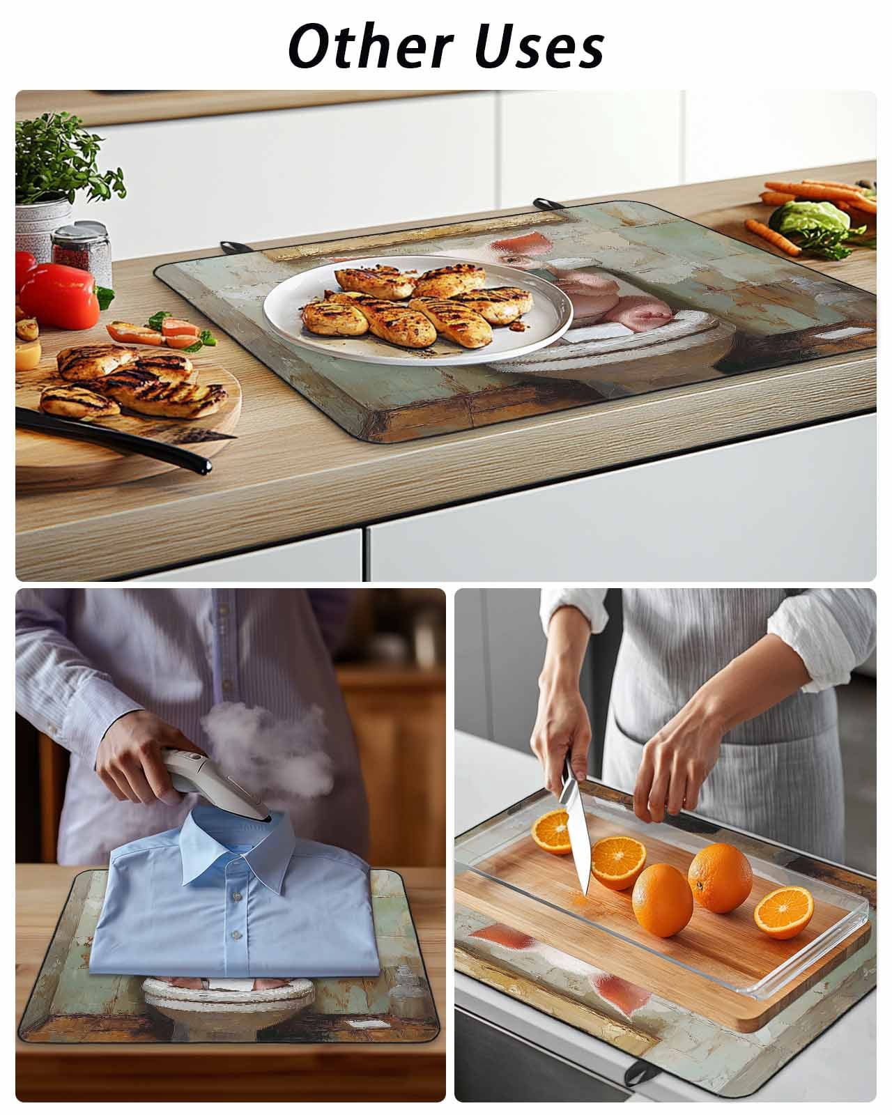 Stove Top Covers for Electric Stove, Bathroom Pig Glass Stovetop Cover Protector, Toilet Animals Vintage Induction Cooktop Protector Oven Mat for Kitchen Countertop 24"x21"