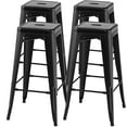 thumbnail image 1 of Gymax 30'' Set of 4 Stackable Backless Metal Bar Stools w/ Footrest for Kitchen Black, 1 of 9