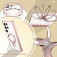 thumbnail image 4 of Dteck with Tempered Glass Screen Protector Magnetic Case for Samsung Galaxy S25 Mag-Safe TPU+PC Clear Case with Camera Lens Protector Stand Shockproof Electroplated Cover,Rosegold, 4 of 8