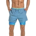 thumbnail image 3 of LRD Men's Workout Shorts with Compression Liner 5 Inch Inseam Blue / Neon Palms M, 3 of 6