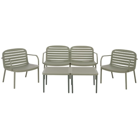 Safavieh Thompson 5 - Piece Polyethylene Outdoor Conversation Set Green