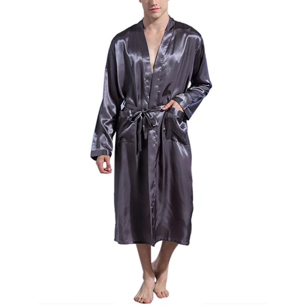 EVERBESTSALESLLC Men's Silk Cardigan Kimono Robe With Sash Walmart