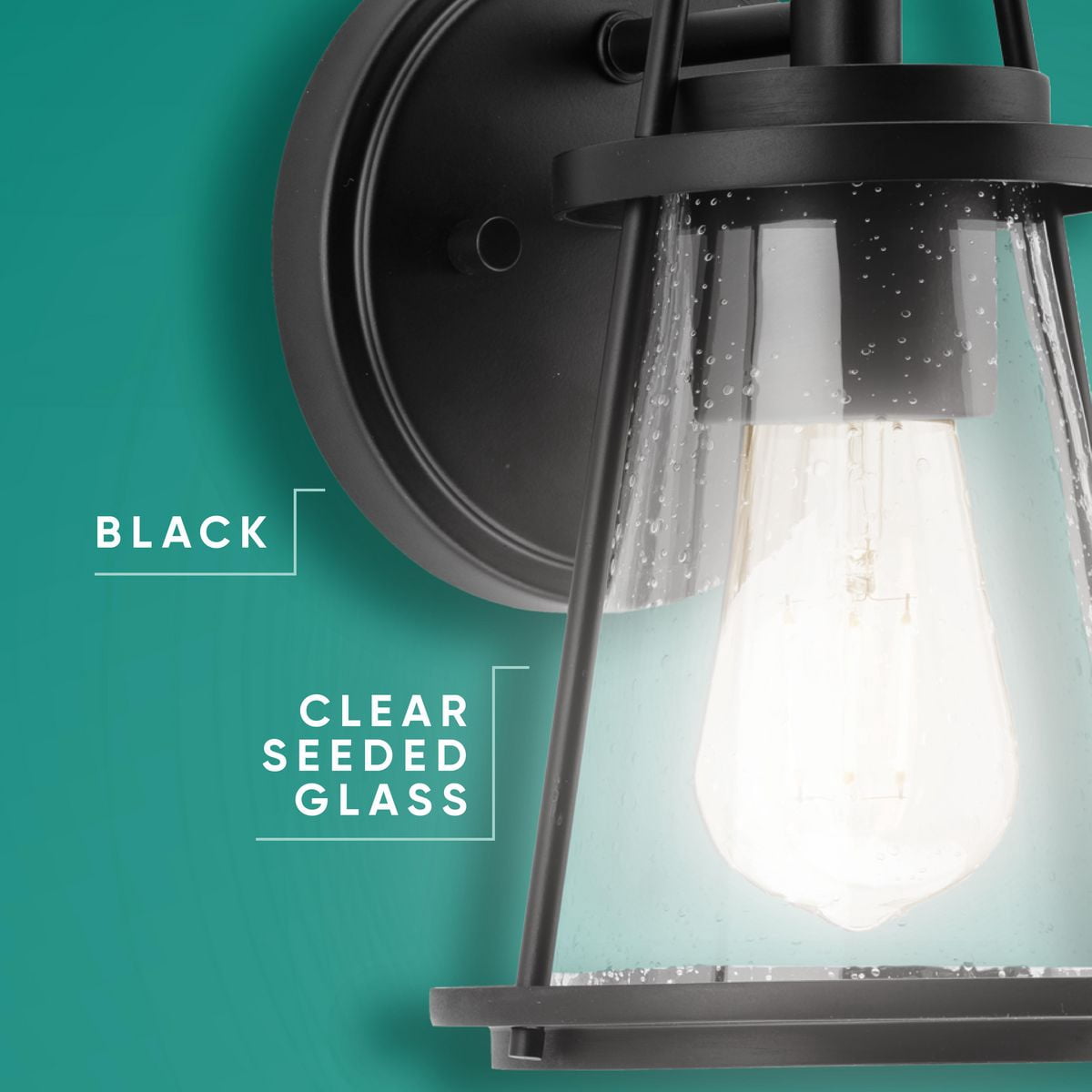 (2 pack) Avec Clifford Collection Modern Craftsman Matte Black Outdoor Wall Lantern with Clear Glass Shade