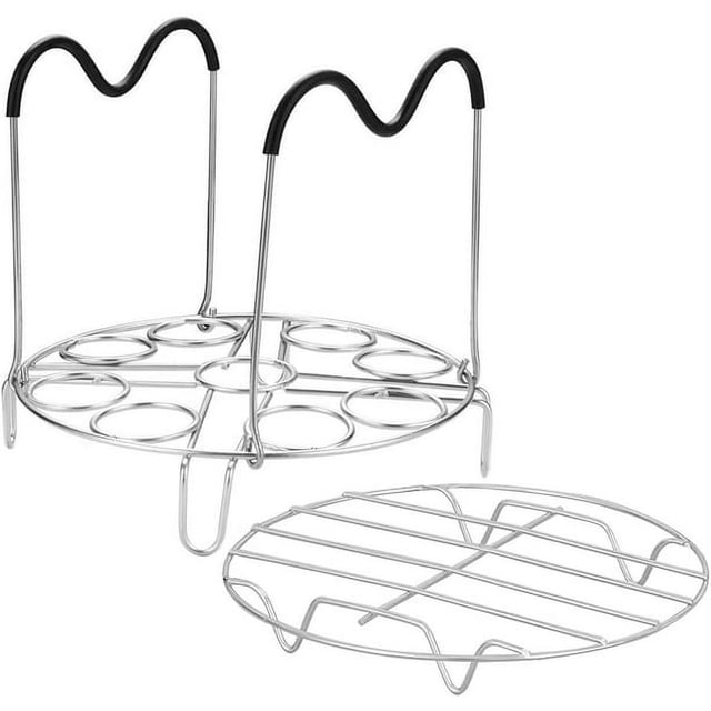 Juego de accesorios para salvamanteles para rejilla de vapor, incluye rejilla para cocinar huevos de 9 orificios con asas de silicona resistentes al calor y compatible con salvamanteles de olla a