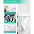 thumbnail image 3 of No Hook Shower Curtain with Snap in Liner, Blue Green Lines Flowers Abstract Art Hotel Shower Curtains for Bathroom, Washable Shower Curtain Liner Set with Mesh Top Window, 72"x84", 3 of 6