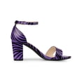 thumbnail image 3 of BLISSFUL STEP Women's Snake Printed Block Heel Ankle Strap Sandals Black Purple 8.5, 3 of 7