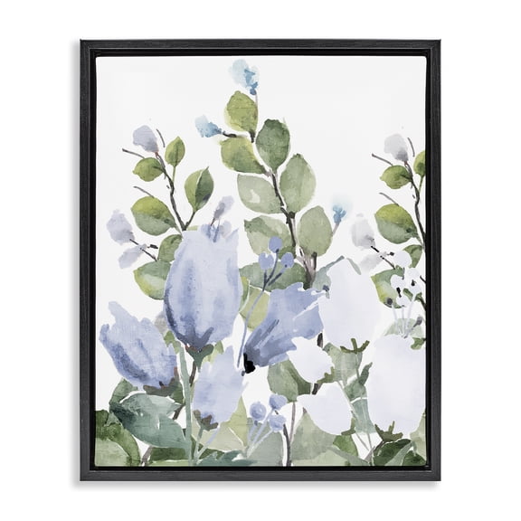 Stupell Industries Blue Spring Botanicals Black Framed Floater Canvas Wall Art, design by Kim Allen