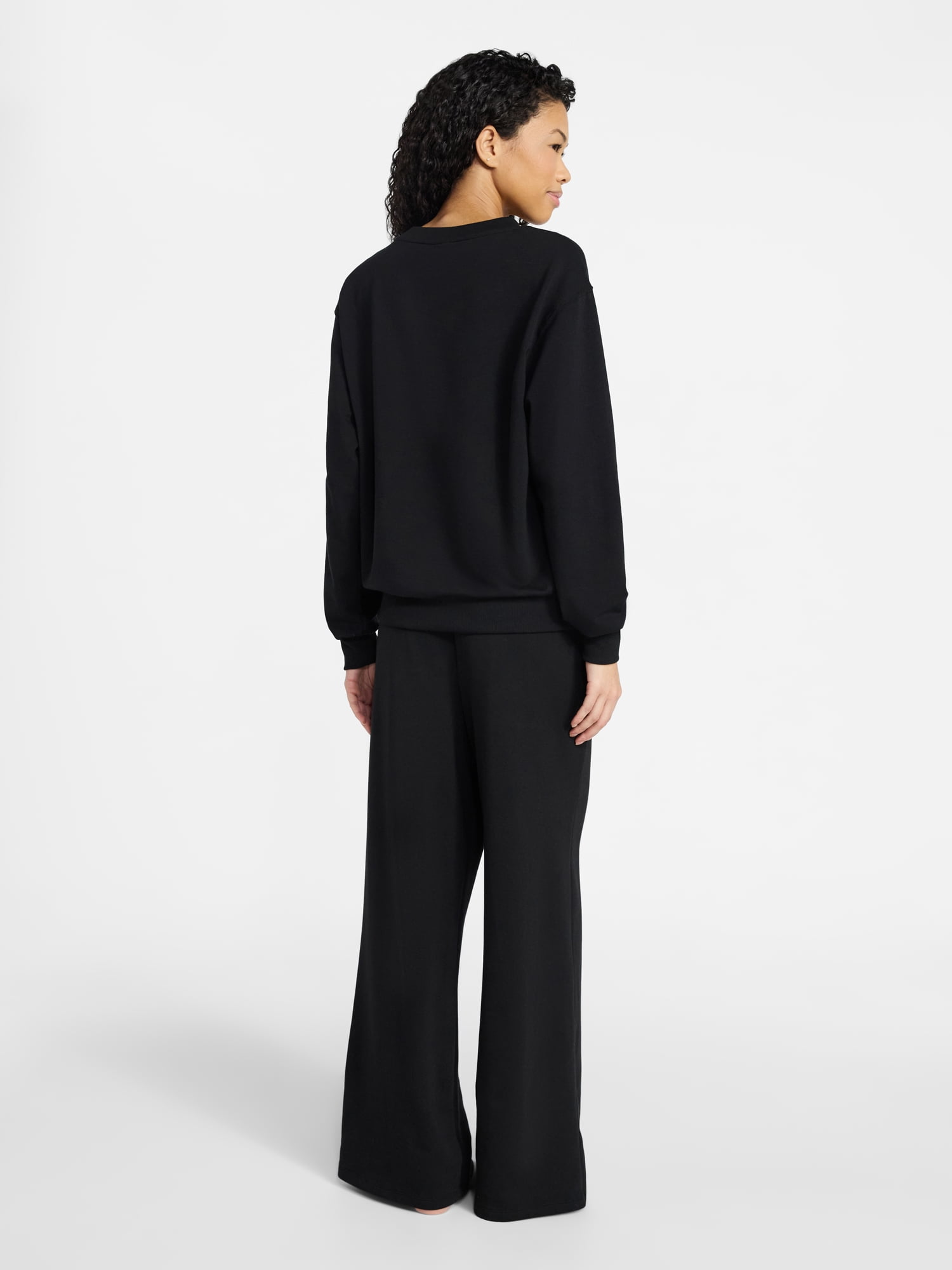 No Boundaries Cozy Sleep Long Sleeve Top and Pants Set, 2-Piece, Women’s