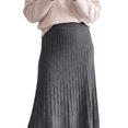 thumbnail image 3 of INSPIRE CHIC Womens Knit Skirt Pleated High Waist A Line Flared Elegant Casual Stretchy Winter Maxi Sweater Skirts Large Gray, 3 of 4