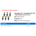 thumbnail image 2 of Fuel Injector Kit - Compatible with 1995 - 2000 Chrysler Cirrus 2.5L V6 1996 1997 1998 1999, 2 of 2