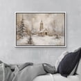 thumbnail image 2 of IDEA4WALL Framed Canvas Art Wall Decor Winter Church Scene Rustic Snowy Landscape Pastel Painting Realism Expressive Dark Black and White Print for Dorm Home Office - 24"x36" White, 2 of 5
