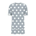 thumbnail image 3 of Viluyesy Printed Tops Elastic Waist Short Pants Sets Womens Round Neck T-Shirt and Shorts 2PC Relaxed Shirt and Shorts Sets Two PC Gray Size M, 3 of 5