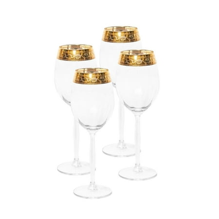 Italian Wine Boxes - Italian Collection Crystal 10 Oz 'Alessandra' Wine Goblet Glasses, 24K Gold Rim